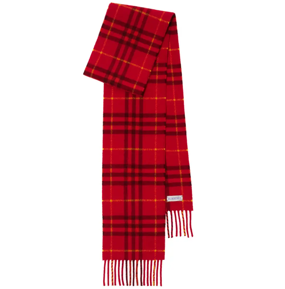 Khăn Burberry Narrow Check Cashmere Scarf 'Currant' 80987221