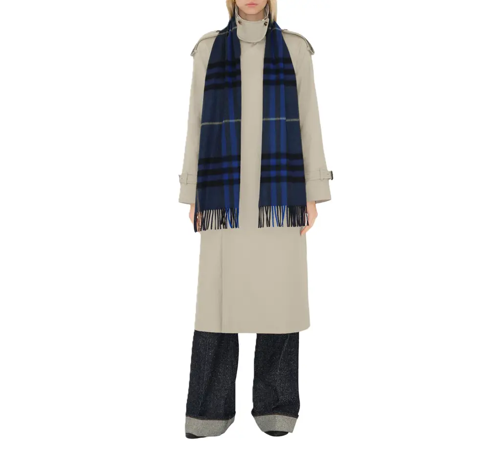 Khăn Burberry Check Cashmere Scarf 'Midnight' 81030131 - Ảnh 4