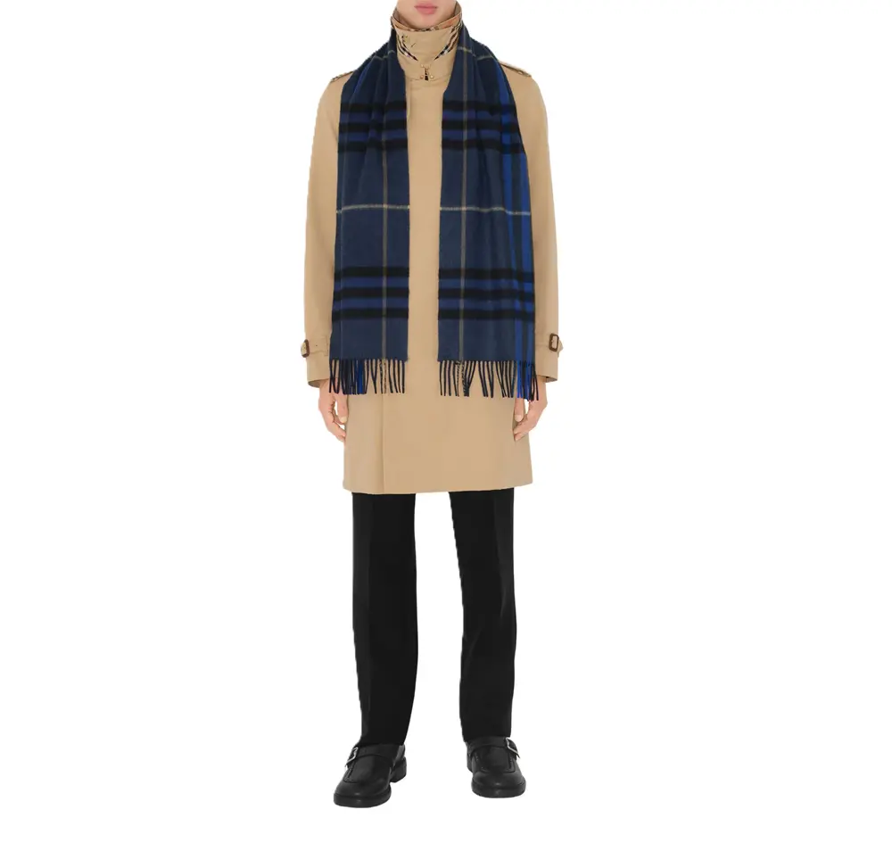 Khăn Burberry Check Cashmere Scarf 'Midnight' 81030131 - Ảnh 3
