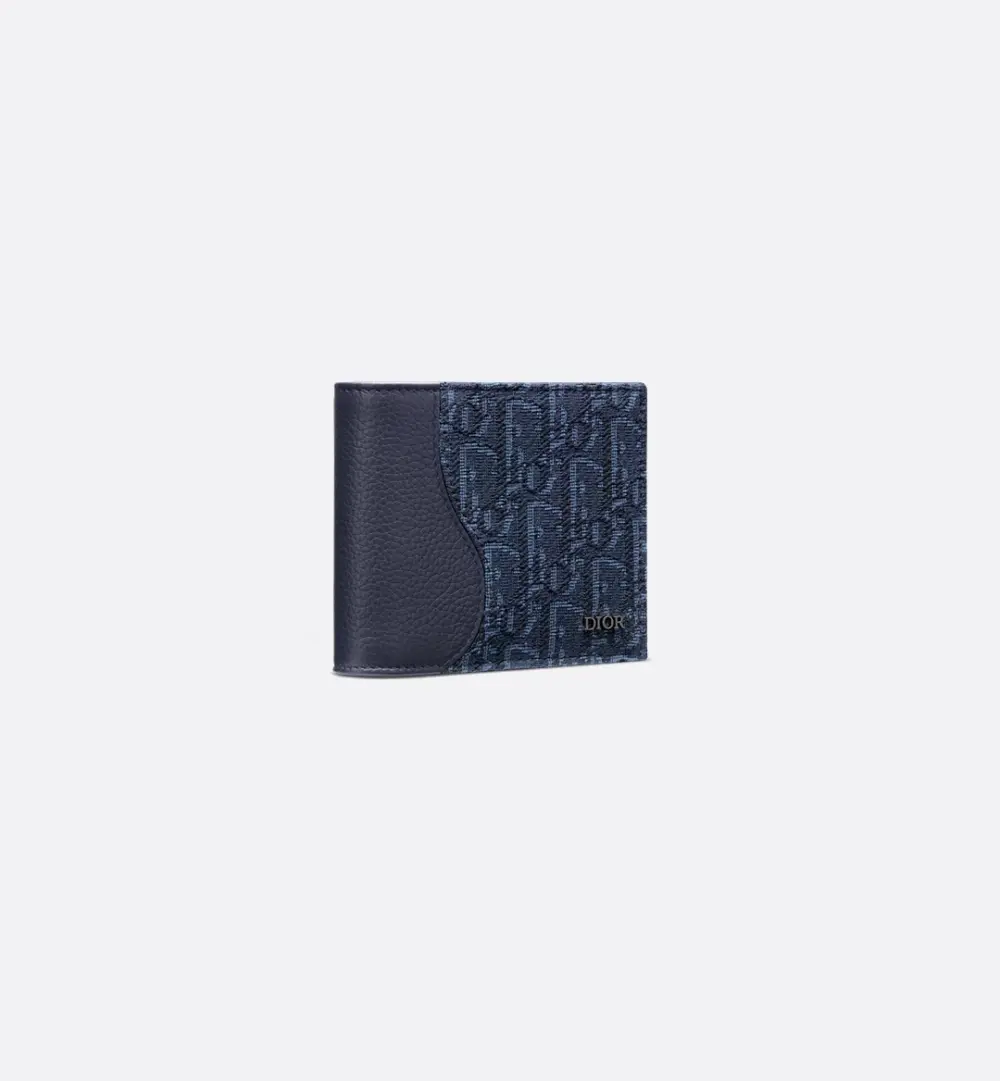 Ví Nam Dior Saddle Bifold 'Navy Blue' 2ADBC306YKS-H53E - Ảnh 3