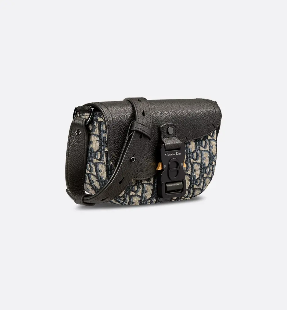 Túi Nam Dior Mini Saddle Flap 'Black Beige' 2ADCA435YKS-H27E - Ảnh 4