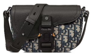 Túi Nam Dior Mini Saddle Flap 'Black Beige' 2ADCA435YKS-H27E