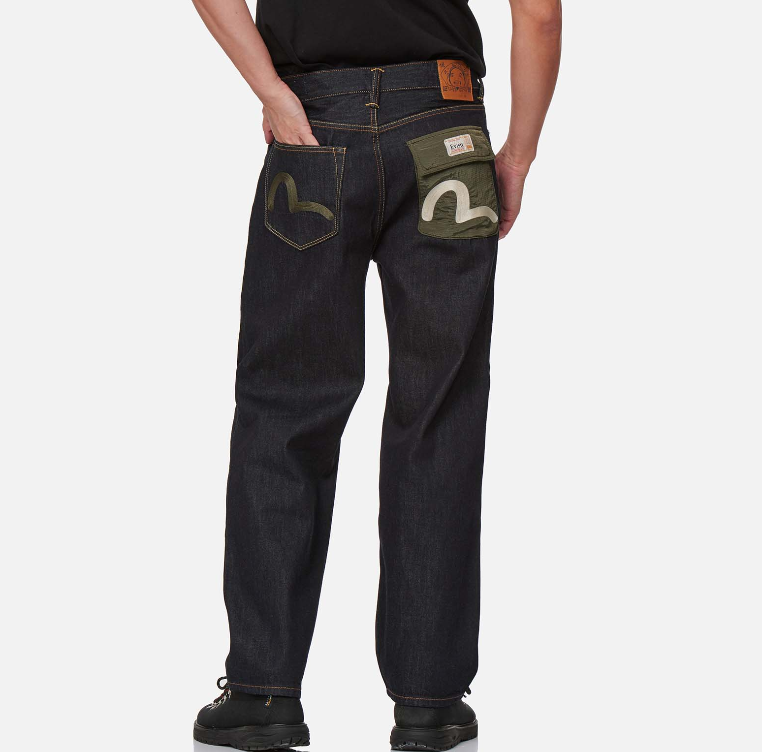 Quần Evisu Little Seagull ‘Black Navy’ 2EAHTM1JE190WLCT - Ảnh 2