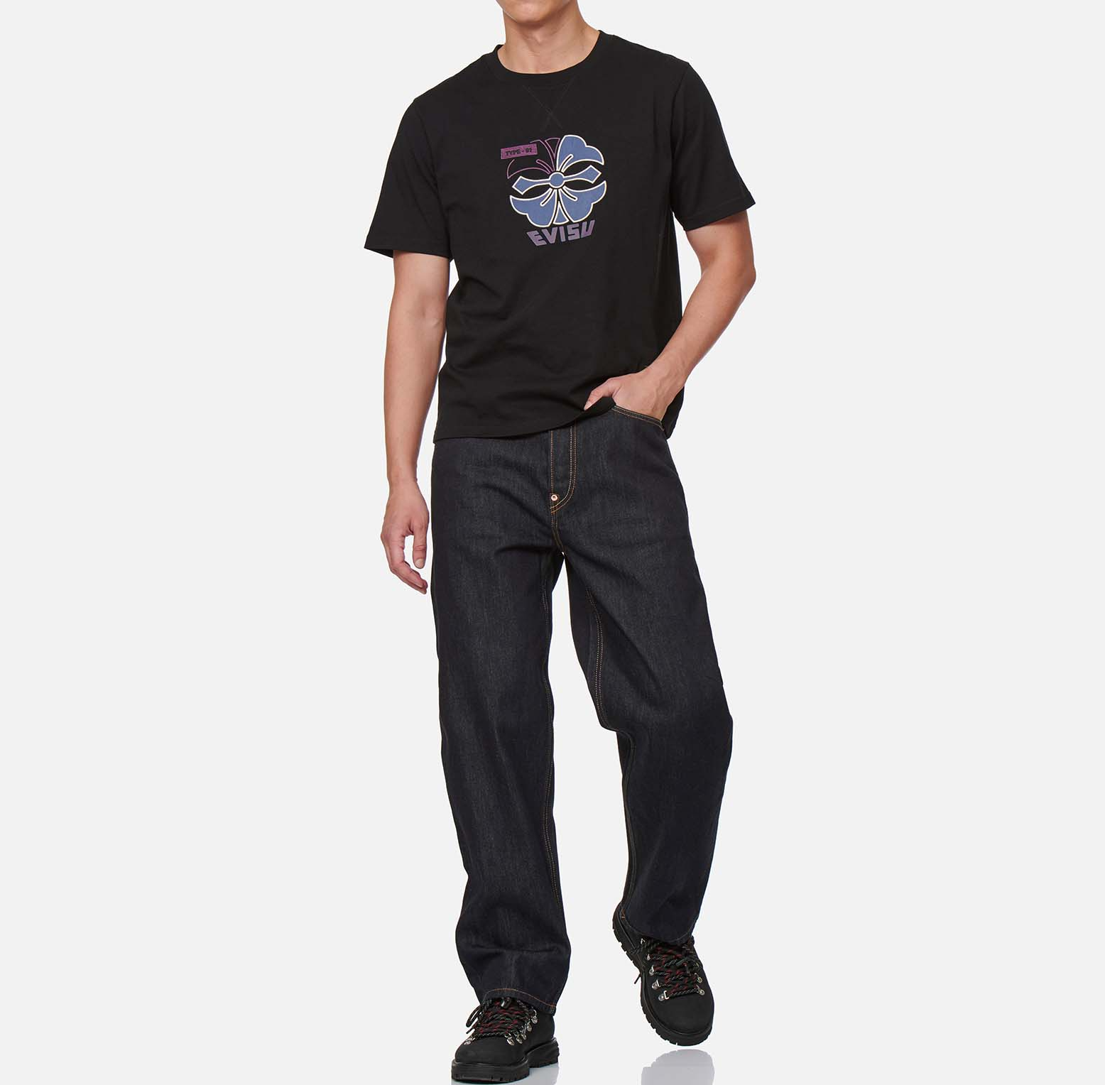 Quần Evisu Little Seagull ‘Black Navy’ 2EAHTM1JE190WLCT - Ảnh 3