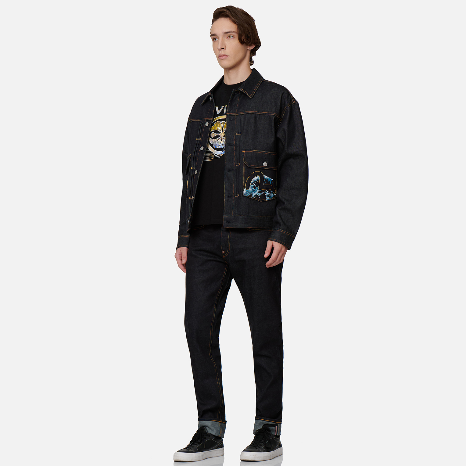 Áo Evisu Allover Godhead ‘Black Blue’ 2EAHTM2DJ703LFCT - Ảnh 2