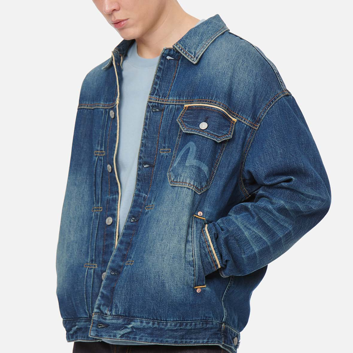 Áo Evisu Daicock Discharged Denim ‘Blue’ 2ESHTM2DJ717LFCT - Ảnh 2