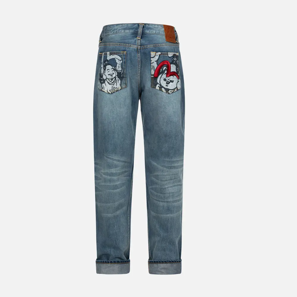 Quần Evisu Playful Godhead Print ‘Blue’ 2ESHTM4JE10403DDN - Ảnh 3