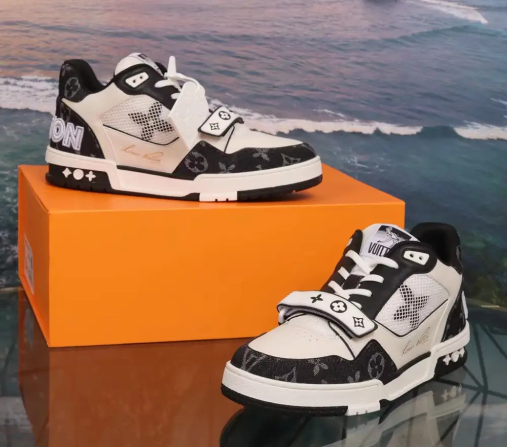 Giày Louis Vuitton LV Trainer ‘Velcro Strap Black White’ 1A9ZB0 - Ảnh 3