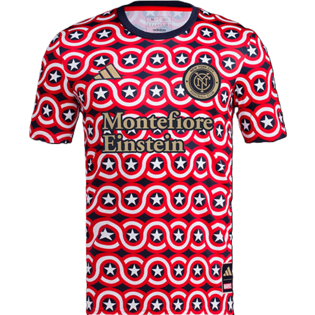 Áo Adidas New York City x Marvel MLS Americana Pre-Match Jersey ‘Red’ IQ4215