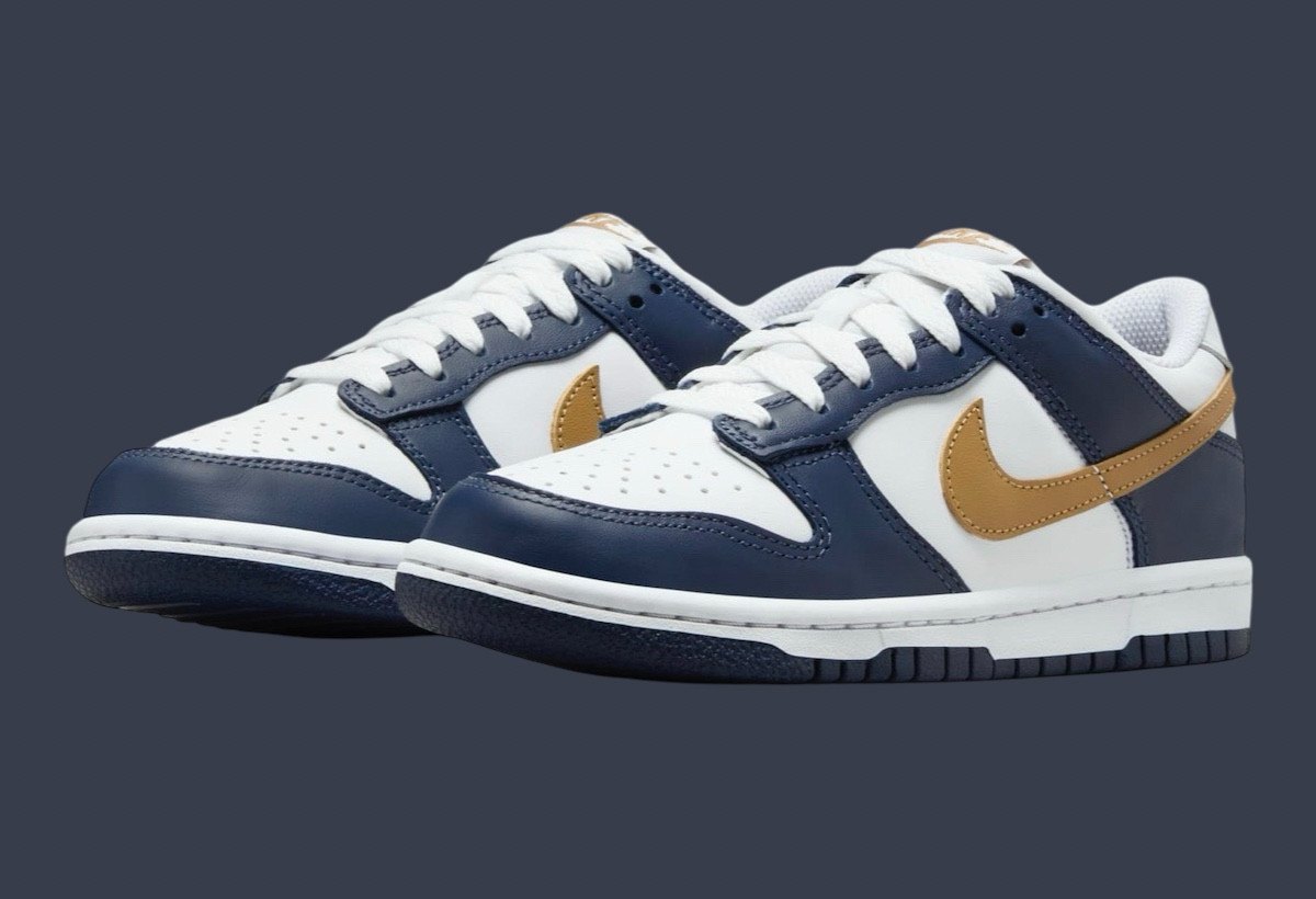 Giày Nike Dunk Low GS ‘Midnight Navy Wheat’ FB9109-111 - Ảnh 5