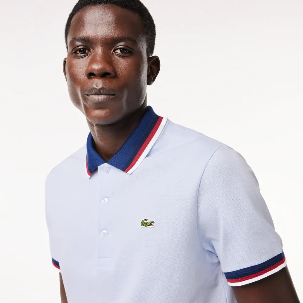 Alternative view of Áo Lacoste Regular Fit Contrast Collar Polo ‘White Blue’ PH3461-51-J2G
