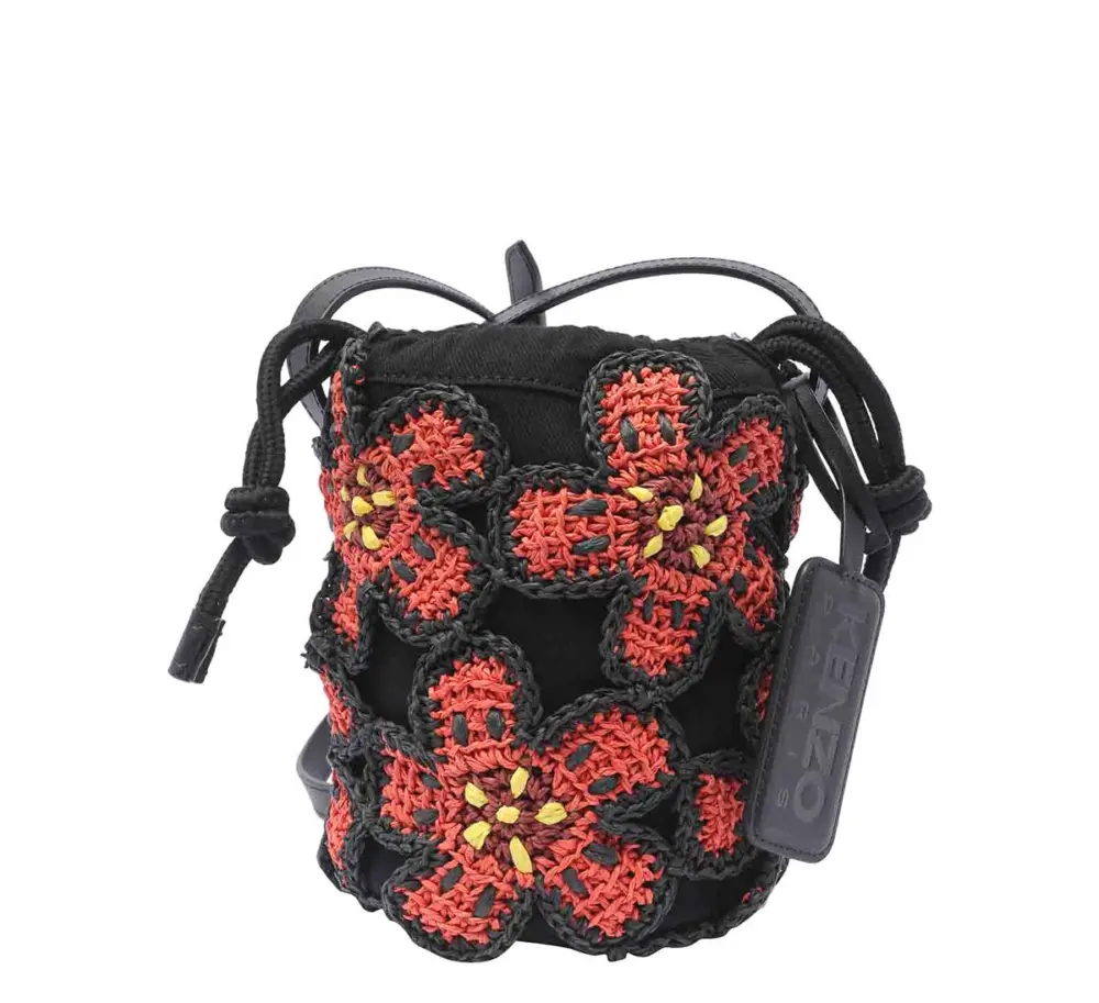 Alternative view of Túi Kenzo Flower boke bucket bag ‘Black Red’ FE52SA504F0421