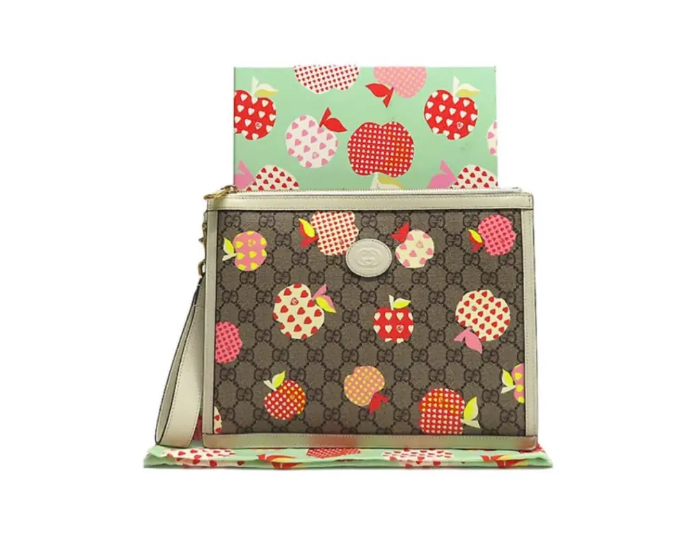Túi Gucci Heart Apple Pattern Zipper ‘Brown’ 664113-22KFG-9799 - Ảnh 4