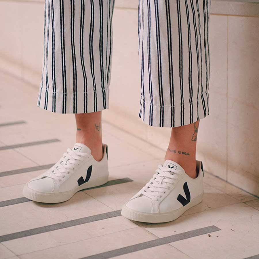 Giày Veja Esplar Low ‘Black White Leather’ EO020005 - Ảnh 4