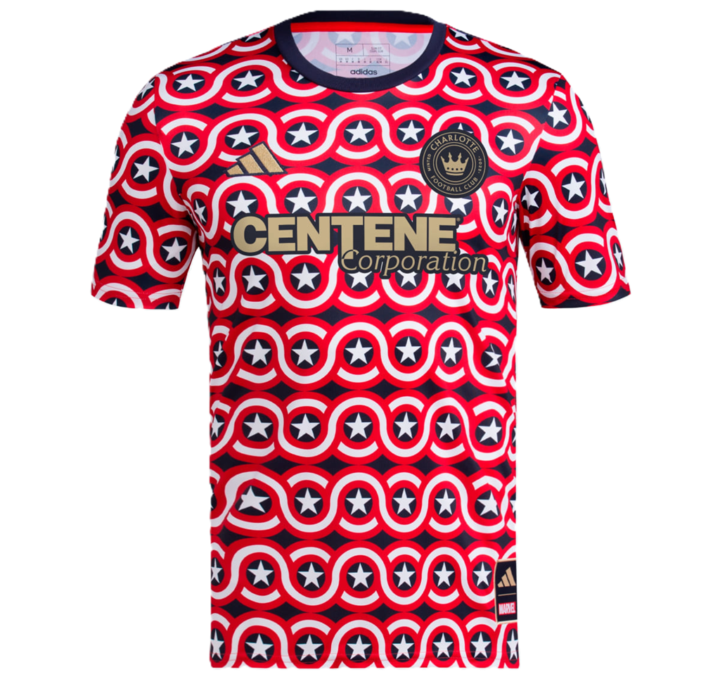 Áo Adidas Charlotte FC x Marvel MLS Pre-Match Jersey ‘Red’ IQ4233