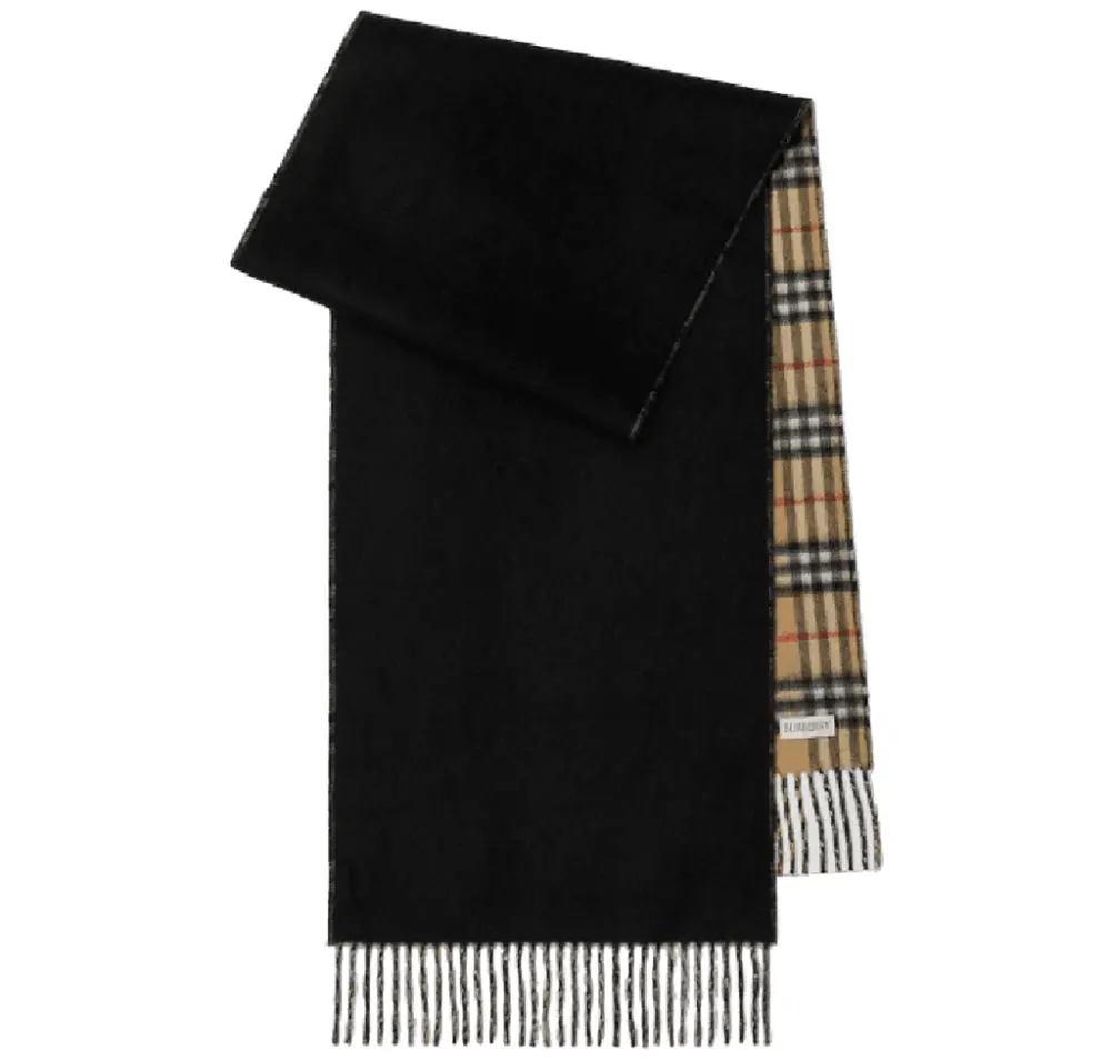 Khăn Burberry Reversible Check Cashmere Scarf 'Black Beige' 80746741