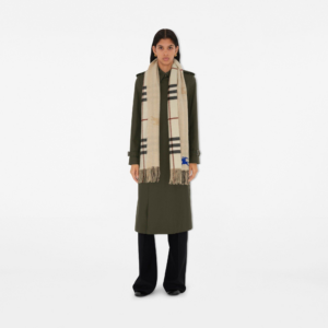 Alternative view of Khăn Burberry Reversible EKD Check Cashmere Scarf 'Stone' 80952241
