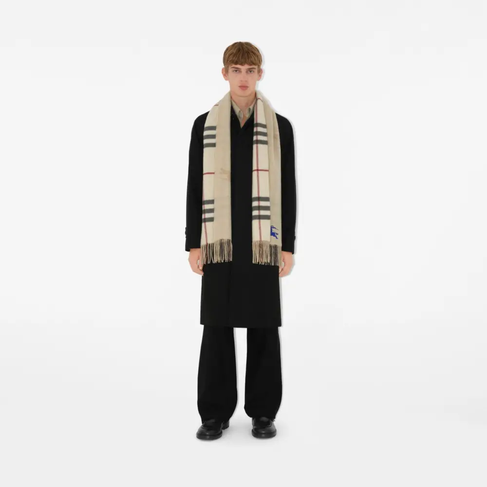 Khăn Burberry Reversible EKD Check Cashmere Scarf 'Stone' 80952241 - Ảnh 3