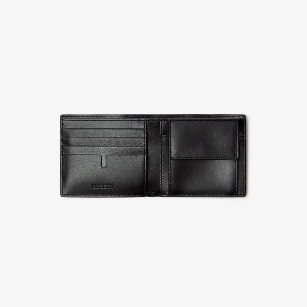 Ví Burberry Embossed Check Bifold Coin Wallet ‘Black’ 80783551 - Ảnh 3