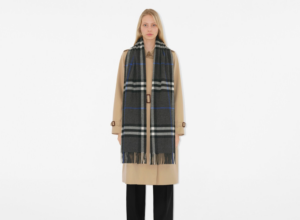 Alternative view of Khăn Burberry Wide Check Cashmere Scarf 'Dark Charcoal' 80952081