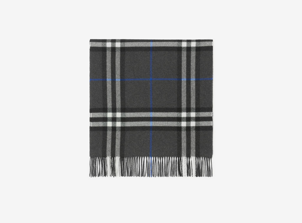 Khăn Burberry Wide Check Cashmere Scarf 'Dark Charcoal' 80952081 - Ảnh 4
