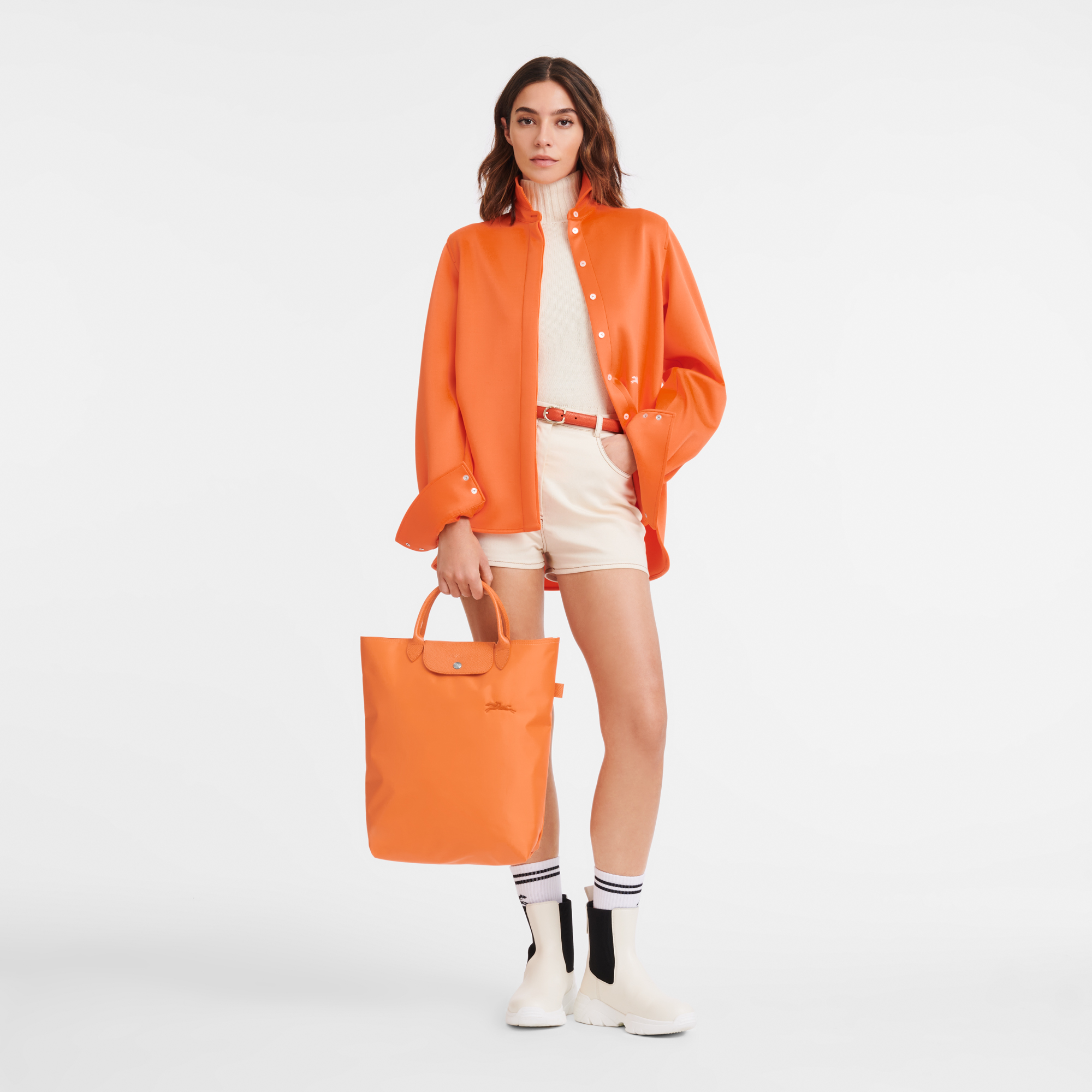 Túi Longchamp Le Pliage Green M Tote Bag 'Orange' 10168919P54 - Ảnh 4