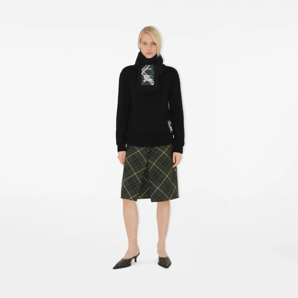 Alternative view of Khăn Burberry Check Label Cashmere Scarf 'Black' 81039971