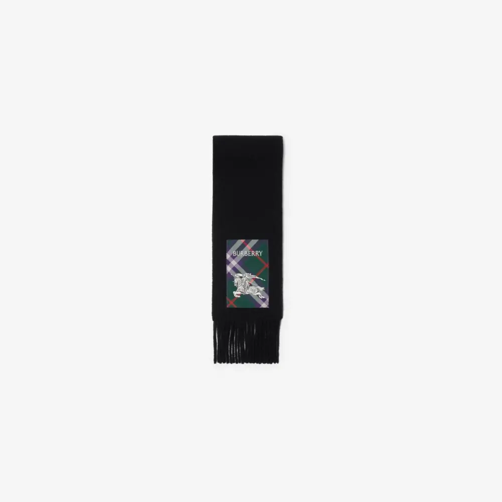Khăn Burberry Check Label Cashmere Scarf 'Black' 81039971 - Ảnh 4