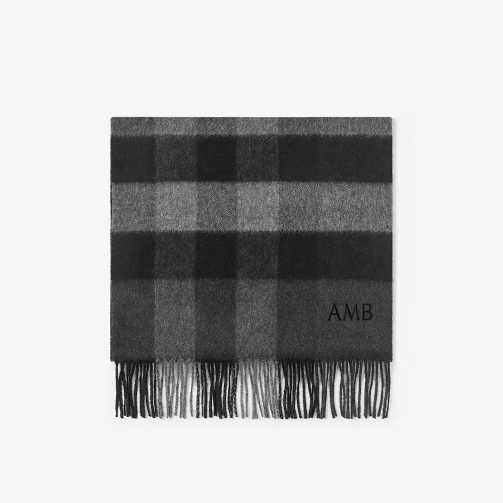 Khăn Burberry Check Cashmere Scarf 'Charcoal' 80155511 - Ảnh 6