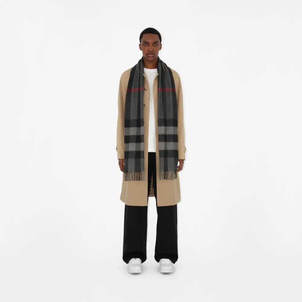 Khăn Burberry Check Cashmere Scarf 'Charcoal' 80155511 - Ảnh 3