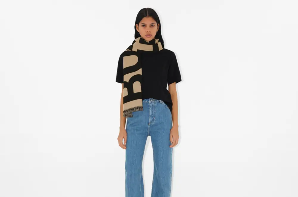 Alternative view of Khăn Burberry Logo Wool Scarf 'Archive Beige' 80571471