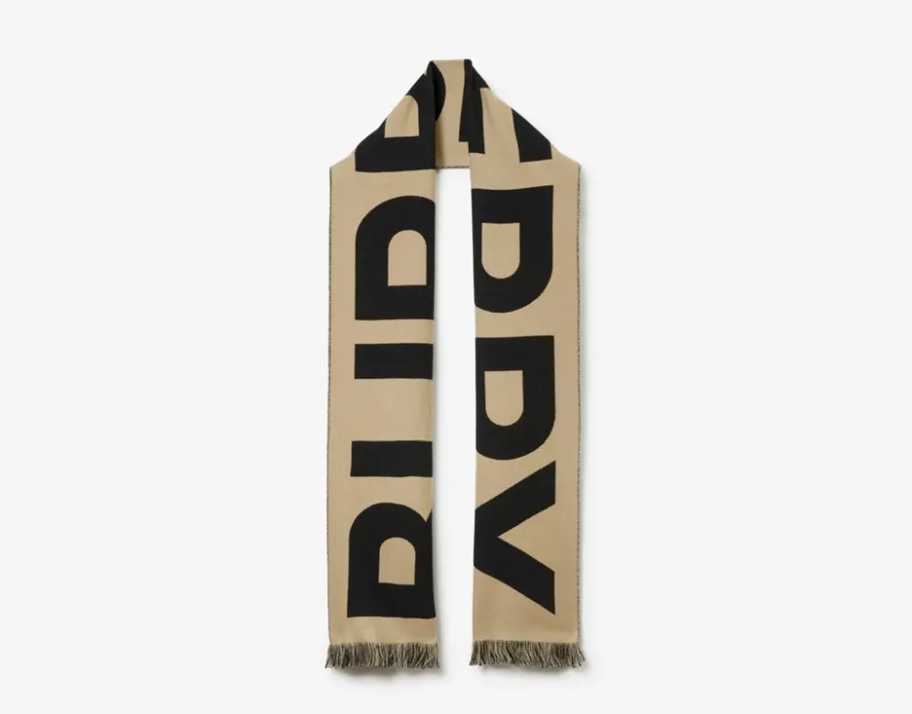 Khăn Burberry Logo Wool Scarf 'Archive Beige' 80571471 - Ảnh 4