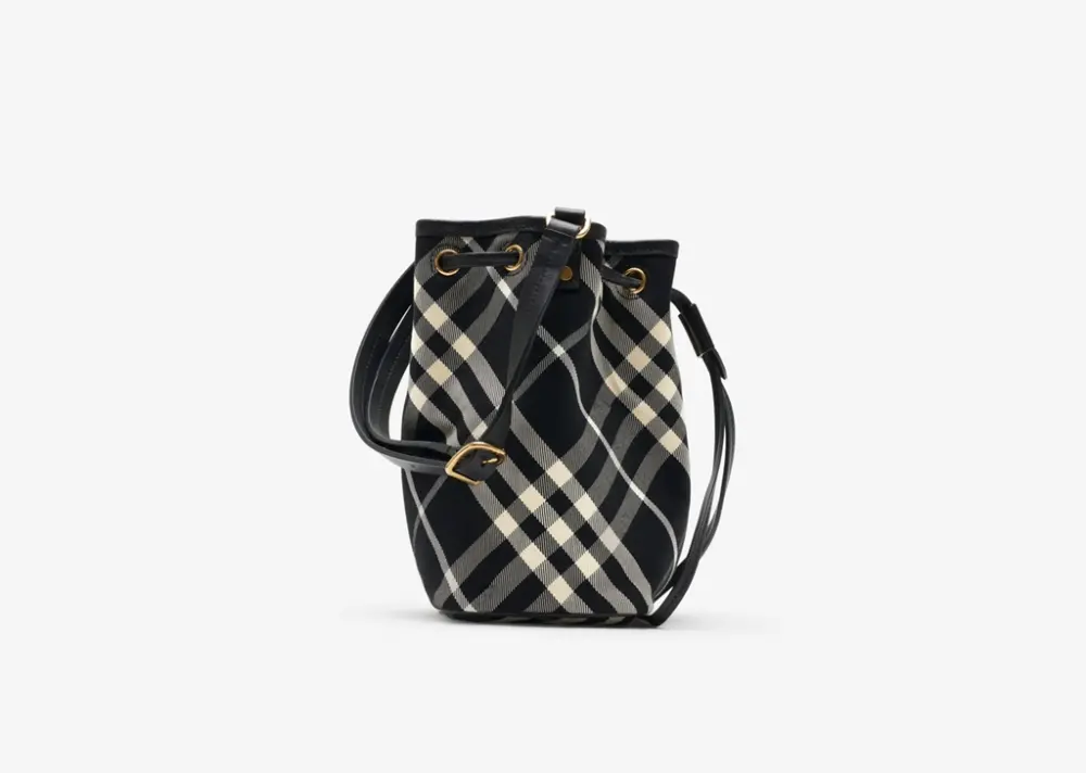 Túi Nữ Burberry Mini Check Bucket Bag 'Black' 80950571 - Ảnh 4
