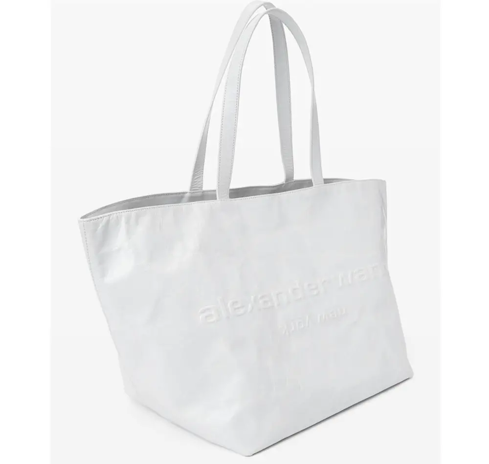 Túi Alexander Wang Punch Tote Bag In Crackle Patent Leather 'White' 20224T01L100 - Ảnh 3