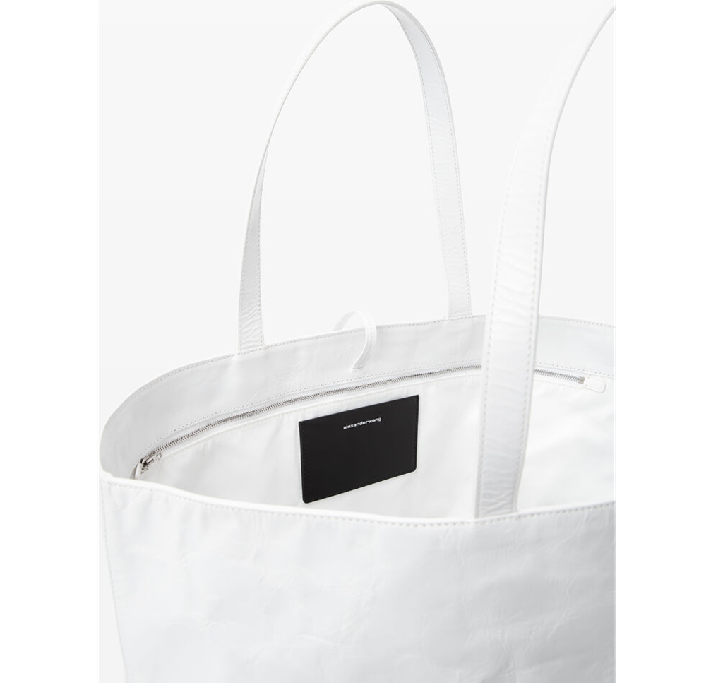 Túi Alexander Wang Punch Tote Bag In Crackle Patent Leather 'White' 20224T01L100 - Ảnh 4