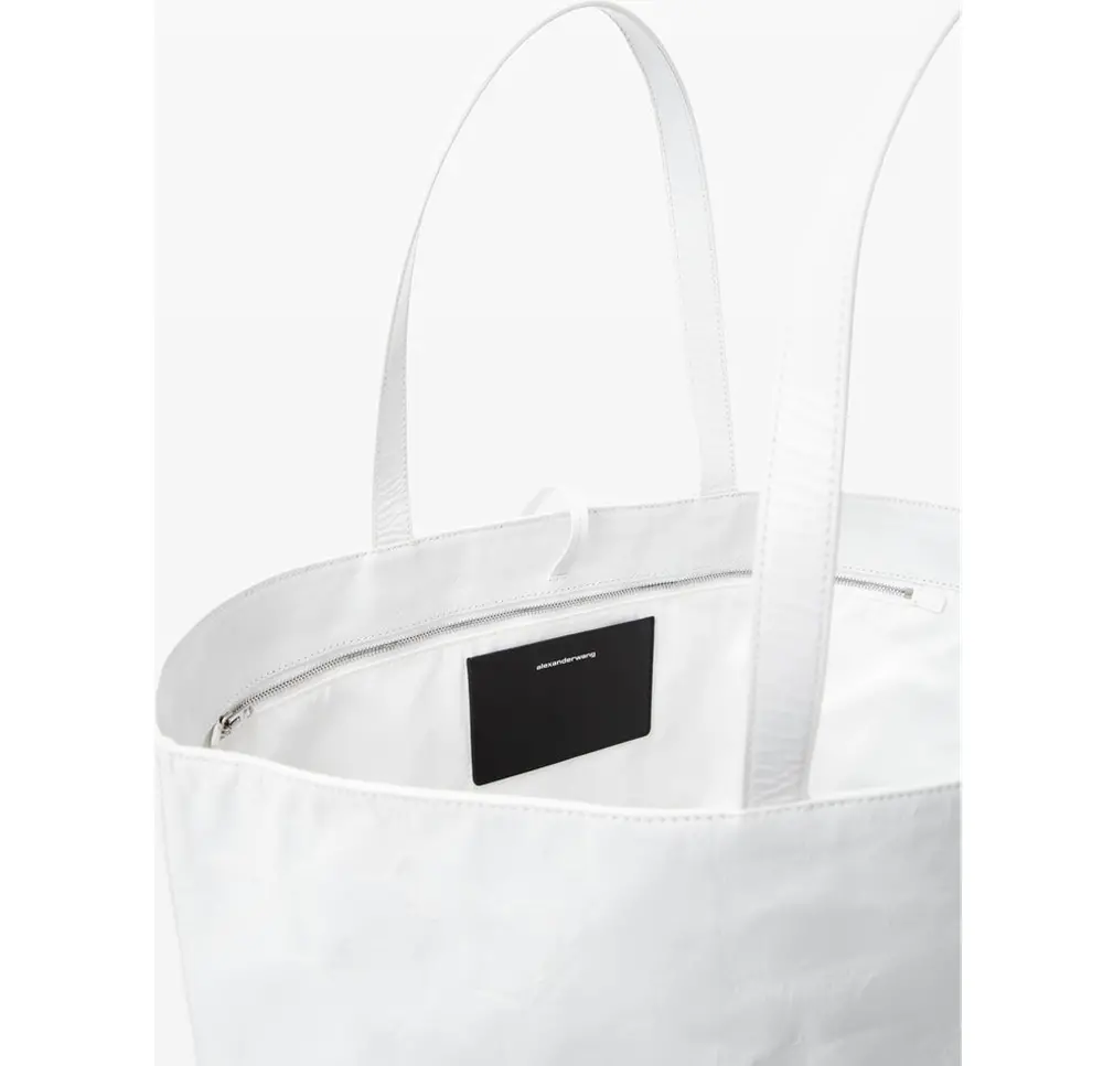 Túi Alexander Wang Punch Tote Bag In Crackle Patent Leather 'White' 20224T01L100 - Ảnh 4