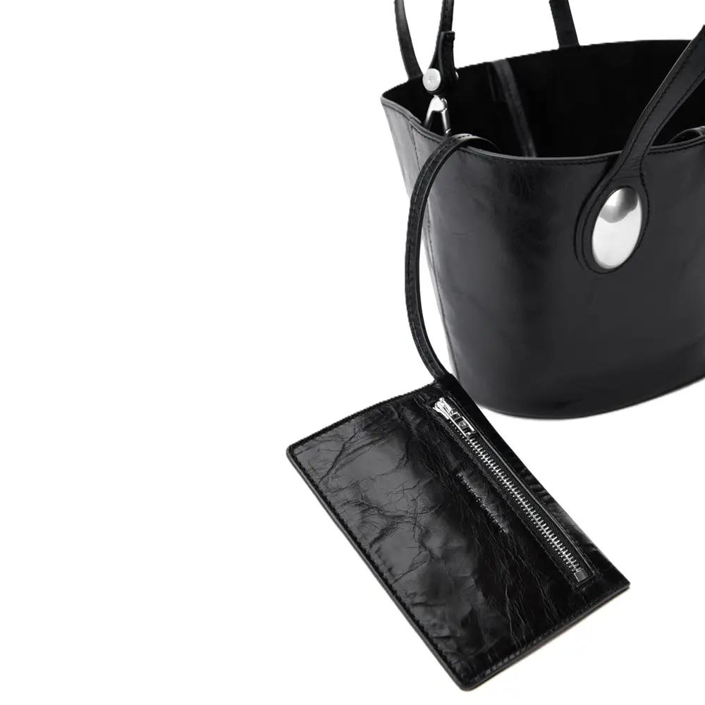 Túi Alexander Wang Dome Small Tote Bag In Crackle Patent Leather 'Black' 20324T10L001 - Ảnh 4