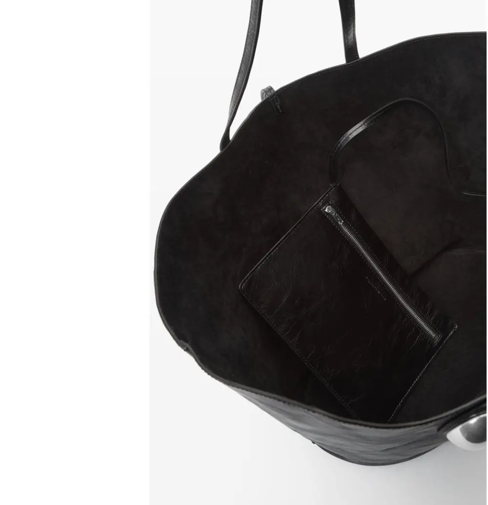 Túi Alexander Wang Dome Large Tote Bag In Crackle Patent Leather 'Black' 20324T11L001 - Ảnh 4