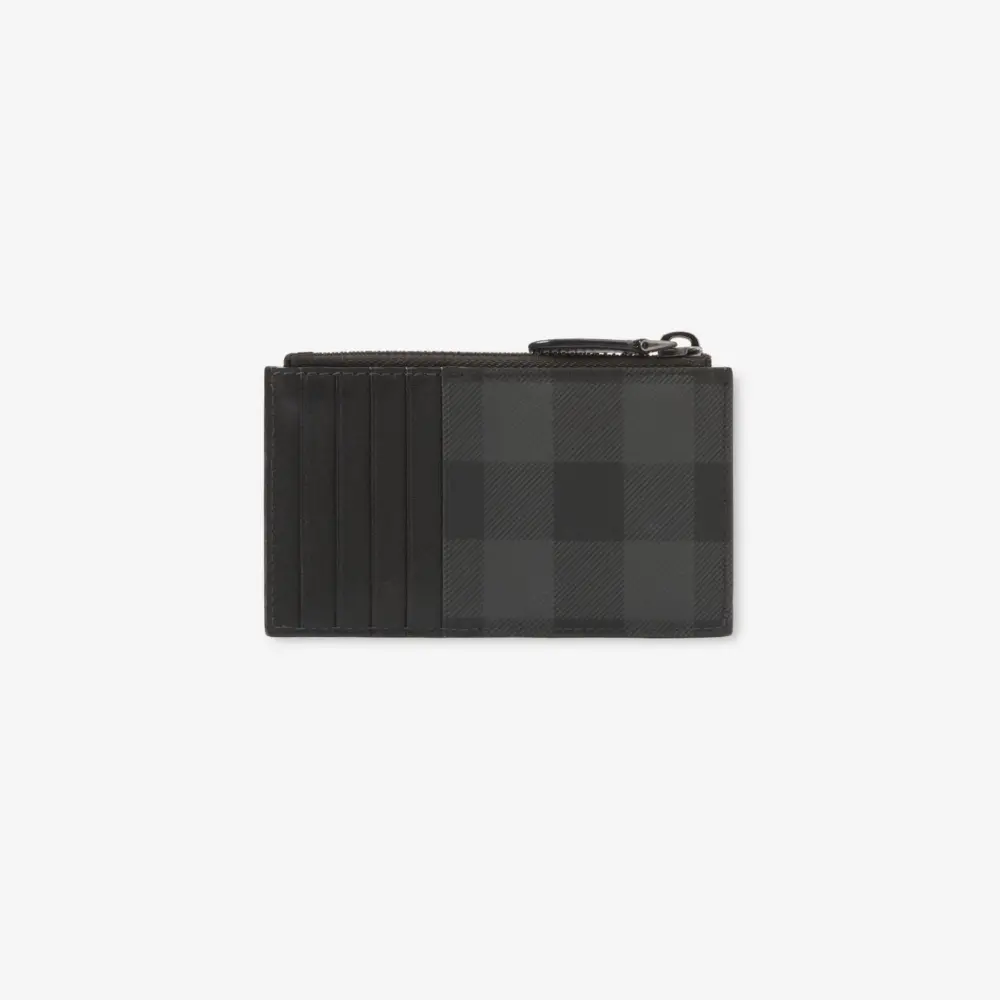 Alternative view of Ví Burberry Check Zip Card Case ‘Charcoal’ 80716801