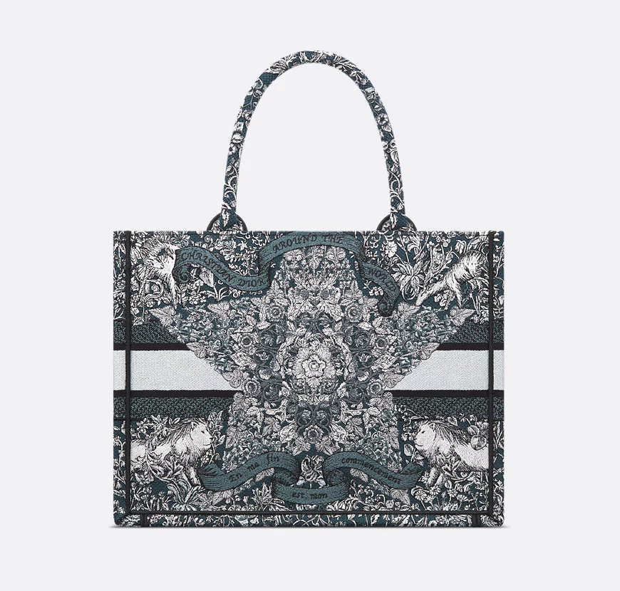 Túi Dior Medium Dior Book Tote 'Blue Embroidery' M1296ZEDO-M928 - Ảnh 4
