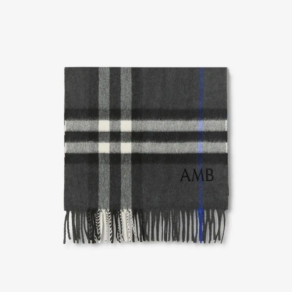 Khăn Burberry Check Cashmere Scarf 'Dark Charcoal' 80952061 - Ảnh 5