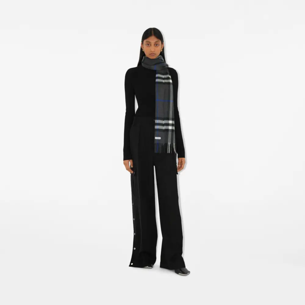 Khăn Burberry Check Cashmere Scarf 'Dark Charcoal' 80952061 - Ảnh 4