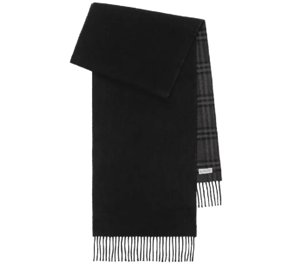 Khăn Burberry Reversible Check Cashmere Scarf 'Charcoal' 80746751