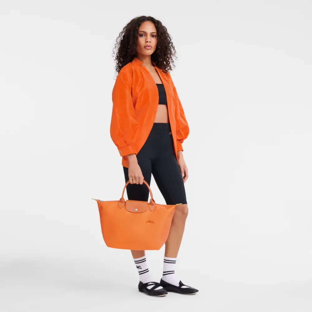 Túi Longchamp Le Pliage Green M Handbag 'Orange' L1623919P54 - Ảnh 3
