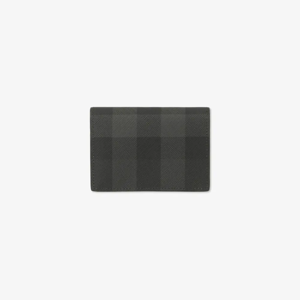 Ví Burberry Check Leather Folding Card Case ‘Charcoal’ 80702041 - Ảnh 3