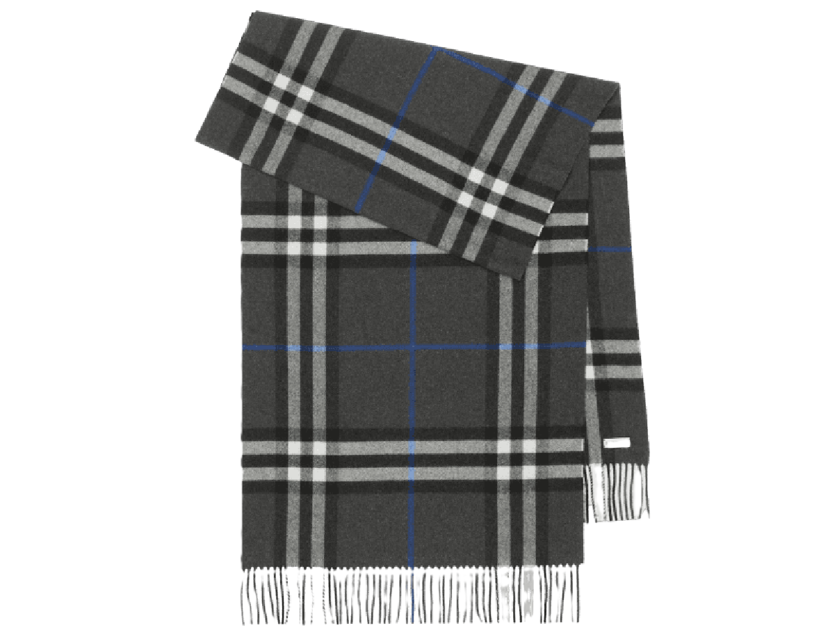 Khăn Burberry Wide Check Cashmere Scarf 'Dark Charcoal' 80952081