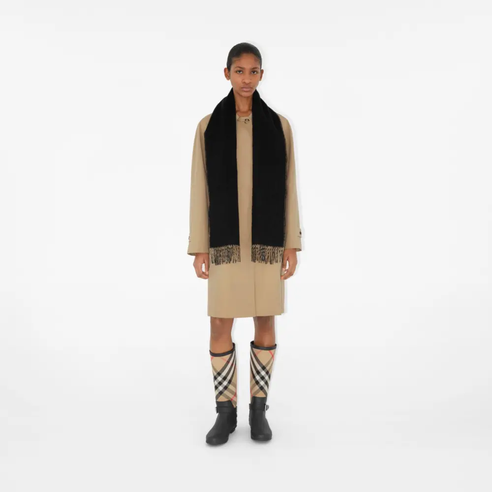 Khăn Burberry Reversible Check Cashmere Scarf 'Black Beige' 80746741 - Ảnh 3
