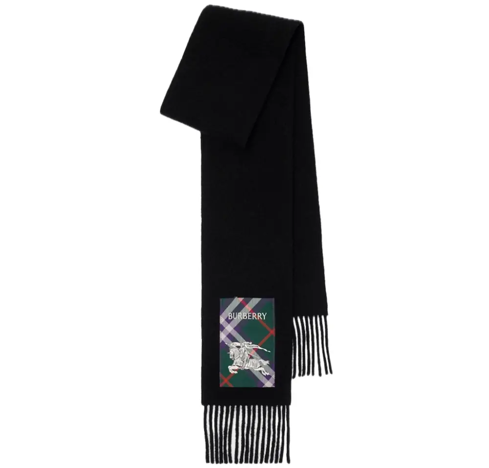 Khăn Burberry Check Label Cashmere Scarf 'Black' 81039971