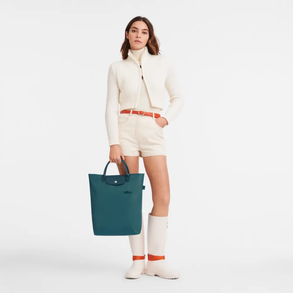 Túi Longchamp Le Pliage Green M Tote Bag 'Peacock' 10168919P89 - Ảnh 4