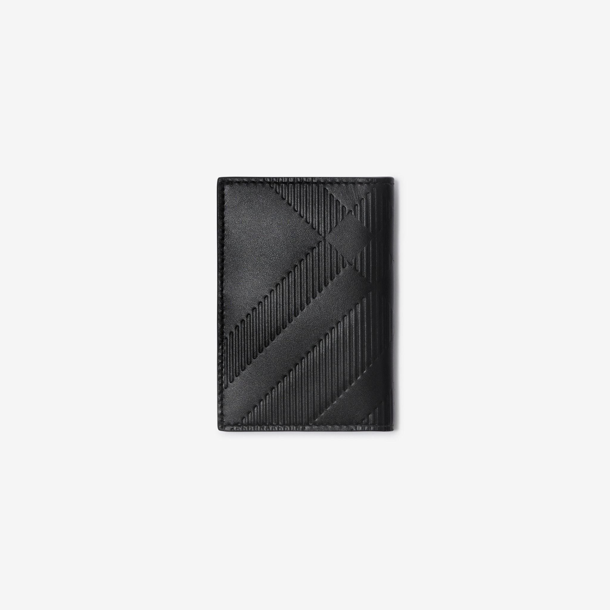 Ví Burberry Embossed Check Folding Card Case ‘Black’ 80783521 - Ảnh 3